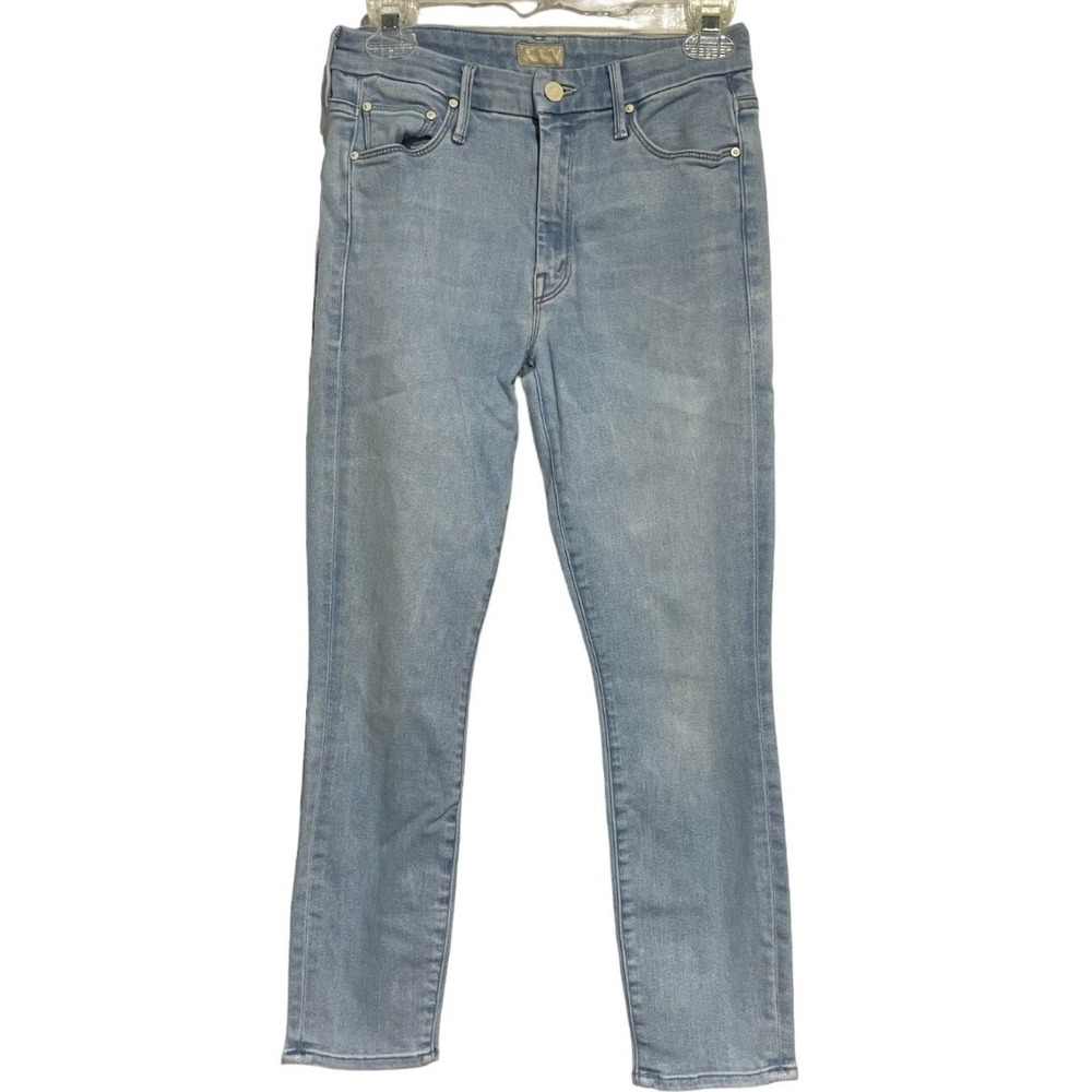 Mother Denim High Rise Light Wash‎ Slim Jeans Light Blue Skinny M Embroidery